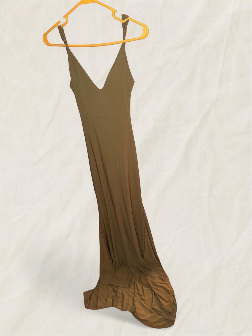 Club L London Olive Green Spaghetti Strap Maxi Dress